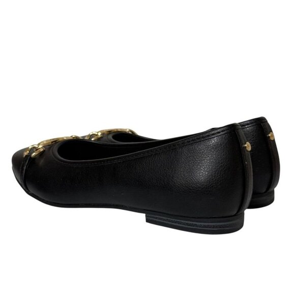 Jones New York Balsora Flats Black Gold Link Slip On Round Toe Women's Size 9 - Picture 3 of 16